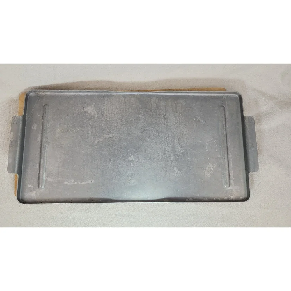 Calphalon Wood Bread Cutting Board with Metal Crumb Tray Slotted 19 Inch